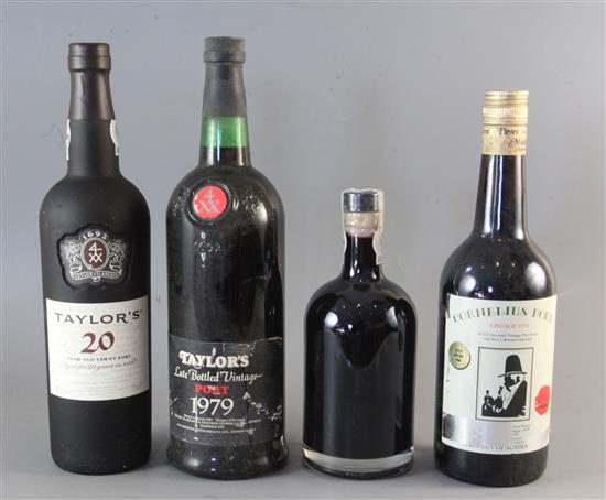 One bottle of Taylors late bottle Vintage Port, 1979 and three other bottles of port
